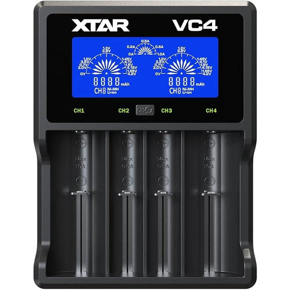 XTAR VC4 LCD 4 Bay Universal 18650 Battery Charger - Sydney Vape Supply